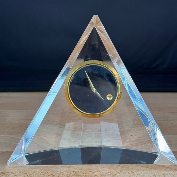 Movado Crystal Pyramid Clock Movado Pyramid Desk Clock with Gold Accents - Picture 7 of 13